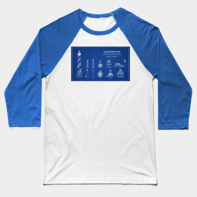 Lighthouses of United States of America - East Coast - A Baseball T-Shirt by SPJE Illustration Photography